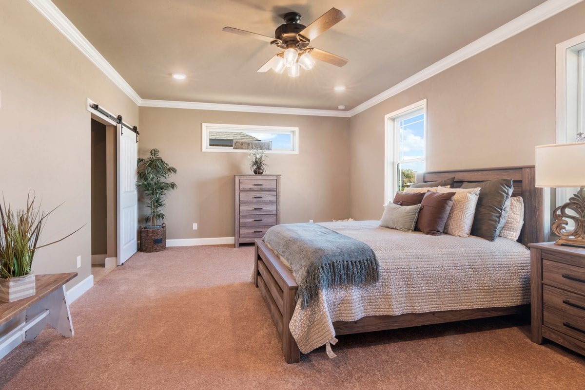 Here you can see the bedroom of a Norfleet custom home.